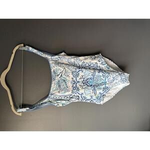 Lauren Ralph LaurenOne-Piece Swimsuit with Blue and White Paisley Pattern